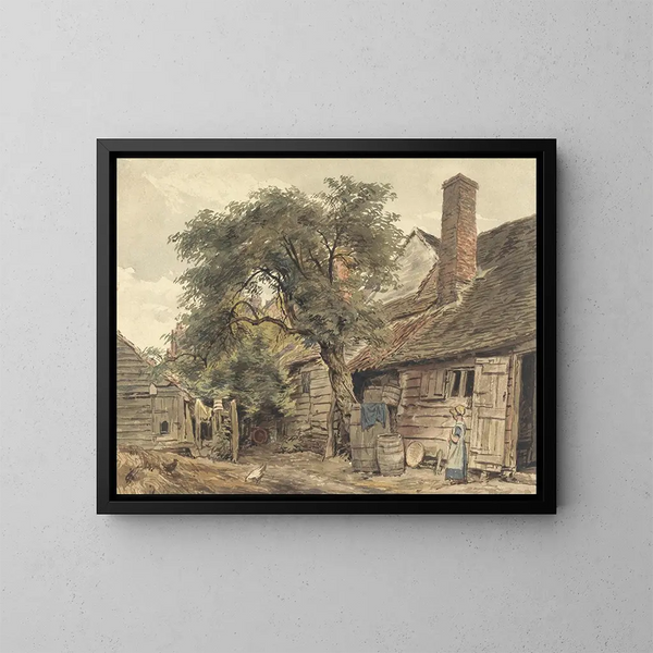 Der Garten eines Cottages - William Henry Hunt — gerahmtes Bild an der Wand