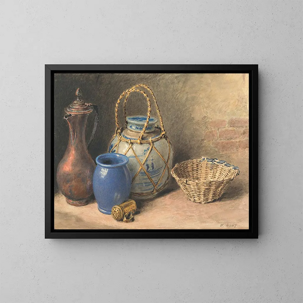 Natur stillleben mit einem Ingwer-Topf - William Henry Hunt — gerahmtes Bild an der Wand