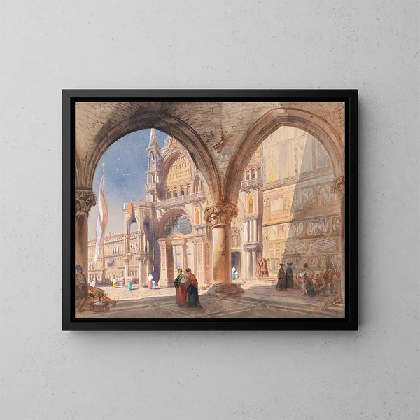Saint-Marc à Venise depuis la colonnade du palais des Doges - William Henry Lake Price — gerahmtes Bild an der Wand