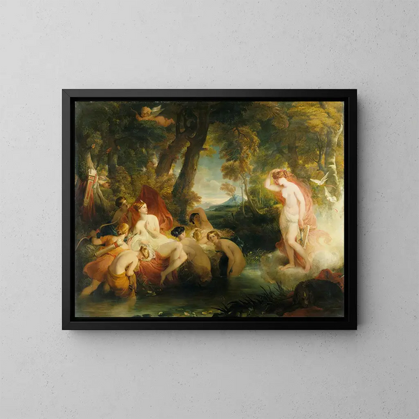 Venus auf der Suche nach Cupid überrascht Diana - William Hilton — gerahmtes Bild an der Wand