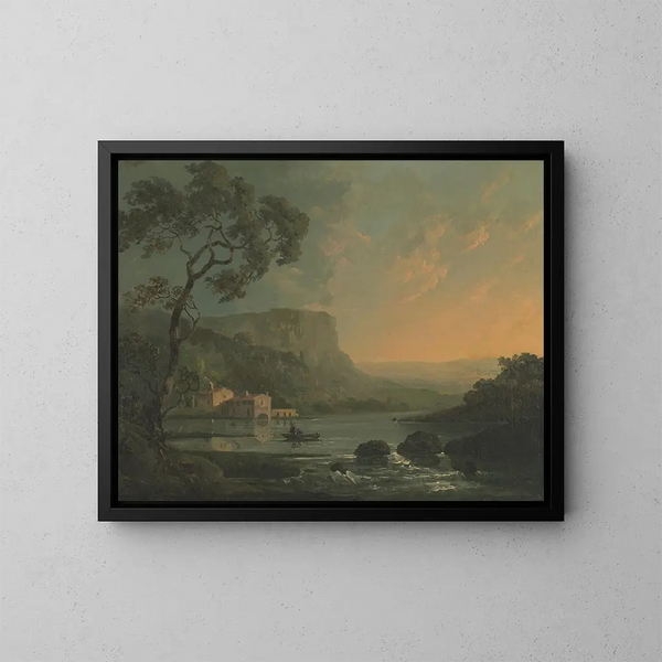 Landschaft mit Fischern auf einem See - William Hodges — gerahmtes Bild an der Wand