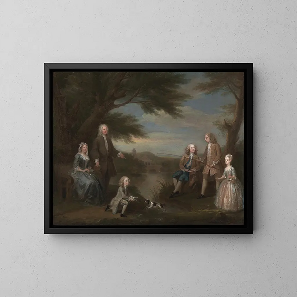 John und Elizabeth Jeffreys und ihre Kinder - William Hogarth — gerahmtes Bild an der Wand