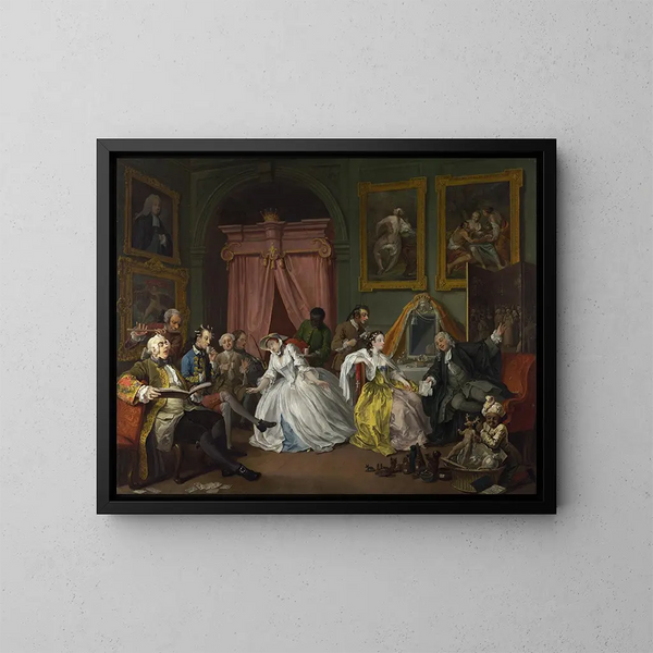 Le Mariage à la mode 4: La Toilette - William Hogarth — gerahmtes Bild an der Wand