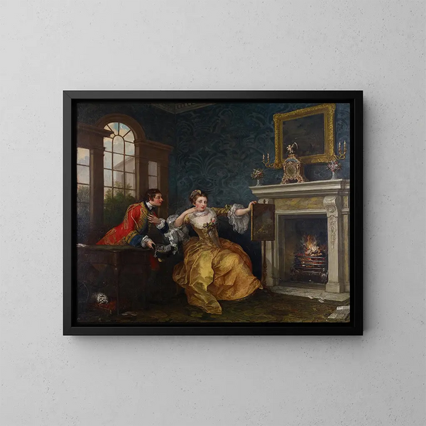 Der letzte Einsatz der Dame - William Hogarth — gerahmtes Bild an der Wand