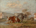 Skizze von zwei Kühen in einer Landschaft - William Huggins — Ansicht des Kunstwerks