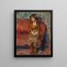 Frau sitzt auf einem roten Sofa - William James Glackens — gerahmtes Bild an der Wand