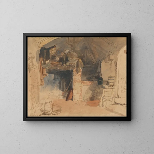 Studie einer rustikalen Innenszene - William James Müller — gerahmtes Bild an der Wand