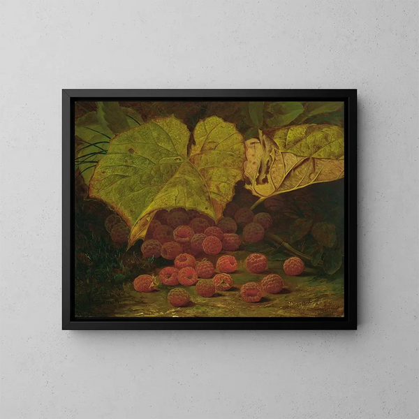 Himbeeren zwischen den Blättern - William Mason Brown — gerahmtes Bild an der Wand