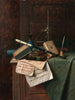 Stillleben mit Vase, Flöten und römischer Lampe - William Michael Harnett — Ansicht des Kunstwerks