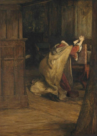 William Quiller Orchardson - Hamlet and the King Pray I can not My words fly up My thoughts remain below Words without Thoughts never to heaven go Act III Scene 3.webp
