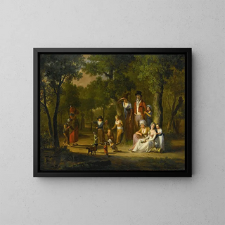 William Redmore Bigg - Portrait Of A Family In A Woodland Landscape With Gypsies And Dancing Dogs.webp