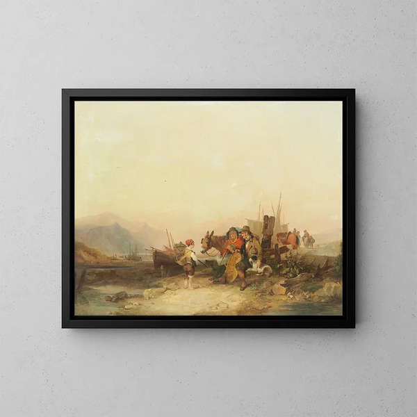 Familie von Fischern am Ufer - William Shayer — gerahmtes Bild an der Wand