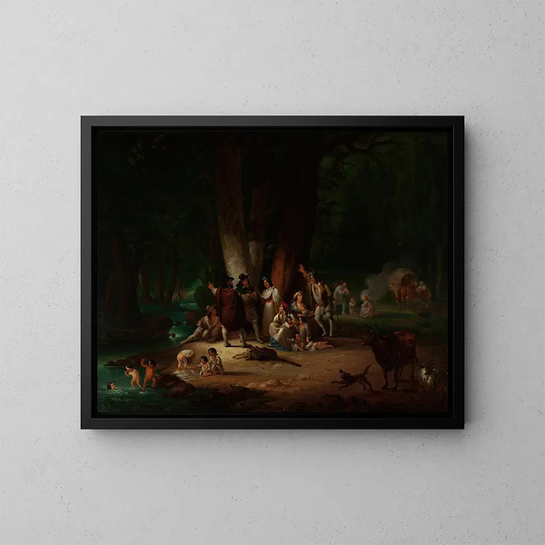 Lager der Zigeuner am Wasser - Wincenty Smokowski — gerahmtes Bild an der Wand