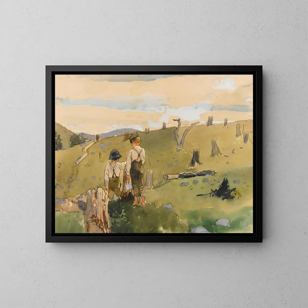Jungen auf einem Hügel - Winslow Homer — gerahmtes Bild an der Wand