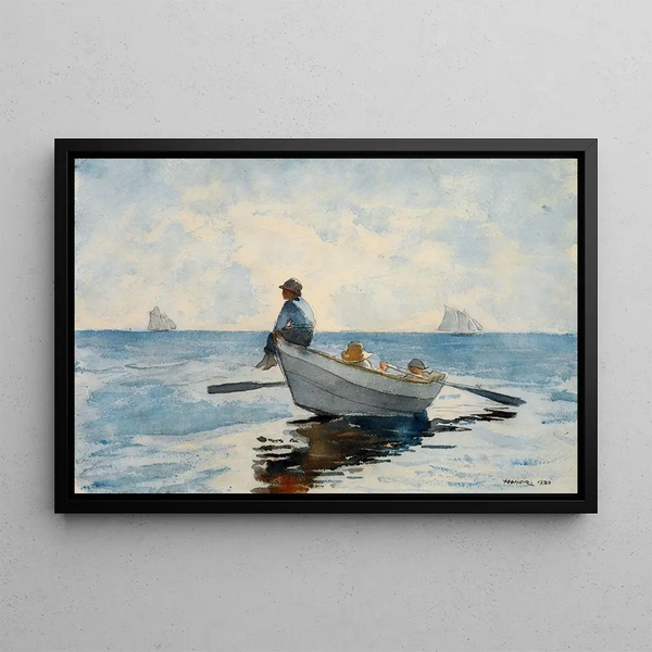 Jungen in einer Dories - Winslow Homer — gerahmtes Bild an der Wand