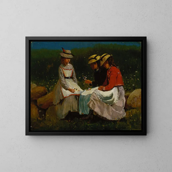 Mädchen in einer Landschaft - Winslow Homer — gerahmtes Bild an der Wand