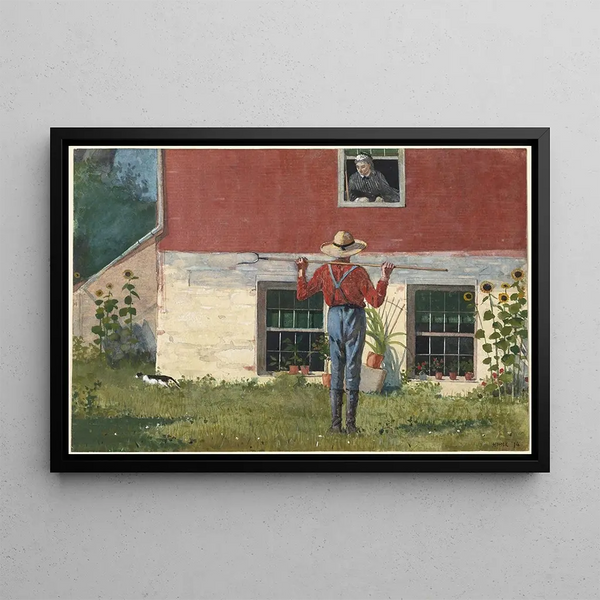 Im Garten Rustikaler Hof - Winslow Homer — gerahmtes Bild an der Wand