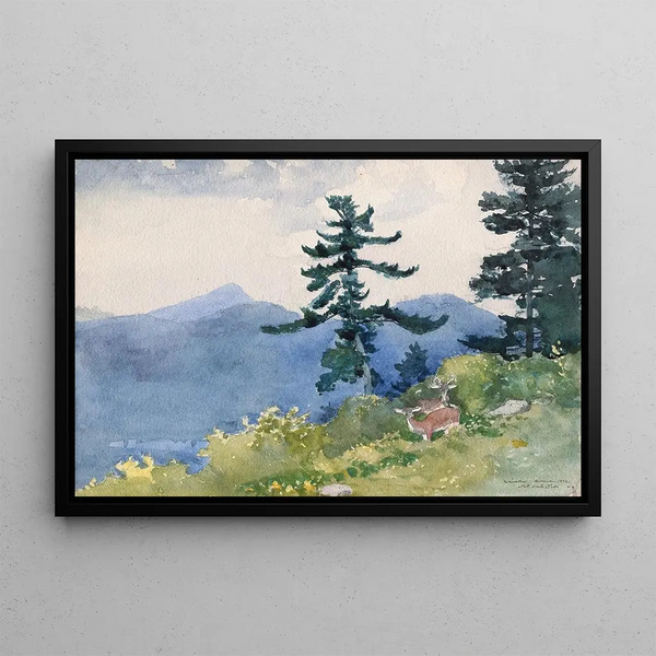 North Woods Club, Adirondacks: die unterbrochene Unterhaltung - Winslow Homer — gerahmtes Bild an der Wand