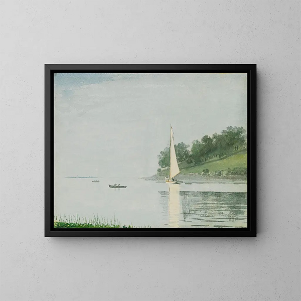 Yacht in einer Bucht bei Gloucester - Winslow Homer — gerahmtes Bild an der Wand
