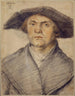 Portrait eines Mannes mit einem Pelzmantel und einem breitkrempigen Hut - Wolf Huber — Ansicht des Kunstwerks