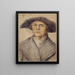 Portrait eines Mannes mit einem Pelzmantel und einem breitkrempigen Hut - Wolf Huber — gerahmtes Bild an der Wand