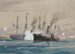 USS Pensacola und das CSS Governor Moore - Worden Wood — Ansicht des Kunstwerks