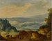 Ein weites Flusslandschaft mit Bauern und Reitern im Vordergrund - Atelier von Joos de Momper — Ansicht des Kunstwerks