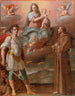 Die Jungfrau mit Kind zwischen Erzengel Michael und heiligem Franziskus - Atelier von Santi di Tito — Ansicht des Kunstwerks