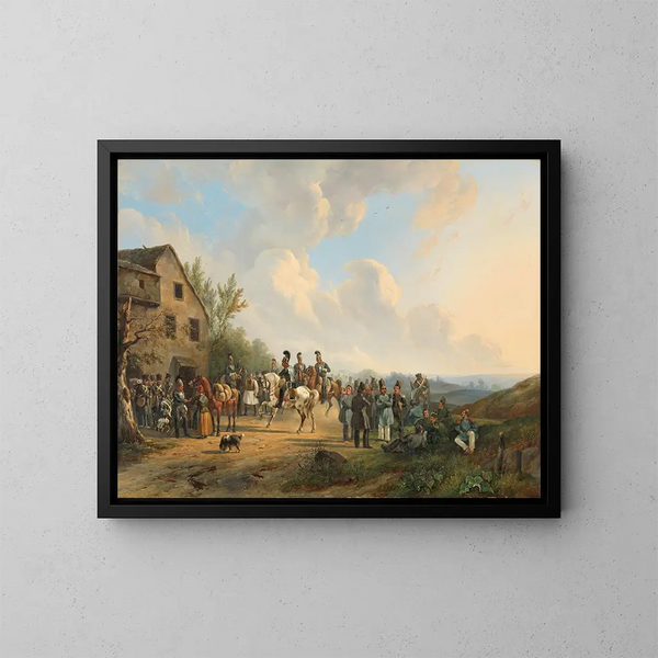 Szene der zehn Tage dauernden Kampagne gegen den belgischen Aufstand, August 1831 - Wouterus Verschuur — gerahmtes Bild an der Wand