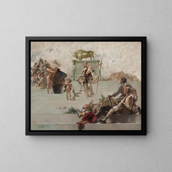 Allegorie der Jagd - Zdzisław Jasiński — gerahmtes Bild an der Wand