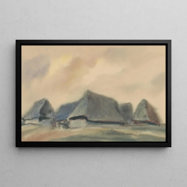 Maisons bleues - Zolo Palugyay — gerahmtes Bild an der Wand