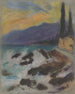 Küstenlandschaft mit Felsen und Zypressen - Zolo Palugyay — Ansicht des Kunstwerks