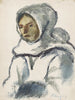 Studie eines Mädchens mit einem großen Winterschal - Zolo Palugyay — Ansicht des Kunstwerks
