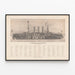 Dekoratives Poster Modernes Schlachtschiff-Design mit nummeriertem Detail — gerahmtes Bild an der Wand