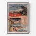 Vintage-Poster Bretagne – Strände der Bretagne, Eisenbahn, in einem schmalen Rahmen an einer hellen Wand.