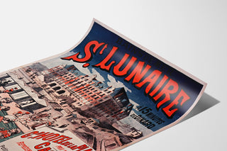 Vintage-Poster Bretagne – Saint-Lunaire, Seebäder, auf einer gebogenen Bogenfläche präsentiert, perspektivische Ansicht.