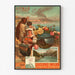 Eisenbahnplakat – Italien via Sankt-Gotthard, 1892, in einem schmalen Rahmen an einer hellen Wand.
