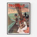 Vintage-Normandie-Poster – "Trouville, Casino Municipal", in einem schmalen Rahmen an einer hellen Wand.
