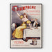 Vintage-Werbeplakat Champagne Scohyers de Dorlodot, in einem schmalen Rahmen an einer hellen Wand.