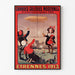 Vintage-Werbeplakat Grandes Galeries modernes, Agen, in einem schmalen Rahmen an einer hellen Wand.
