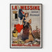 Vintage-Werbeplakat La Messine, Likör, in einem schmalen Rahmen an einer hellen Wand.