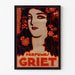 Vintage-Werbeplakat Perfumes Griet, in einem feinen Rahmen an einer hellen Wand präsentiert.