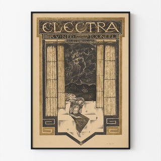 Vintage-Theaterplakat – Electra – Richard Roland Holst, in einem schmalen Rahmen an einer hellen Wand.