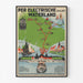 Vintage-Reiseplakat – Waterland, elektrische Straßenbahn, in einem schmalen Rahmen an einer hellen Wand präsentiert.