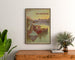 Vintage-Plakat «Aix-les-Bains, PLM», eingerahmt über einer Holzkommode, zwischen Pflanzen.
