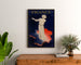 Vintage-Poster Frankreich, Pariser Ausstellung 1937, gerahmt über einer Holzkommode zwischen Zimmerpflanzen.