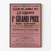 Vintage-Plakat Grand Prix de Lyon, Marsch, in einem schmalen Rahmen an einer hellen Wand präsentiert.