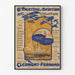Vintage-Plakat Flugmeeting, Clermont-Ferrand, in einem feinen Rahmen an einer hellen Wand.