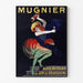 Vintage-Plakat Mugnier. Apéritif au vin de Bourgogne, in einem schmalen Rahmen an einer hellen Wand.