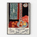 Vintage-Poster "Nice, Arbeit und Freude", in einem schmalen Rahmen an einer hellen Wand.